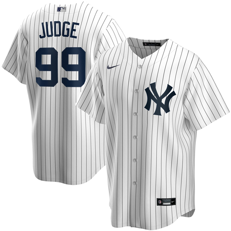 2020 MLB Men New York Yankees #99 Aaron Judge Nike White Home 2020 Replica Player Jersey 1->new york yankees->MLB Jersey
